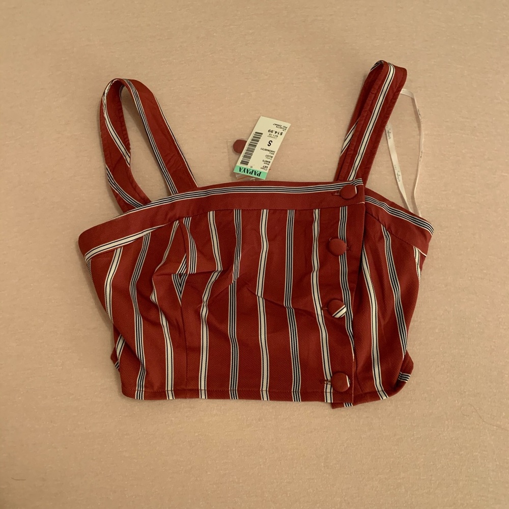 NEW button up crop top with stripes